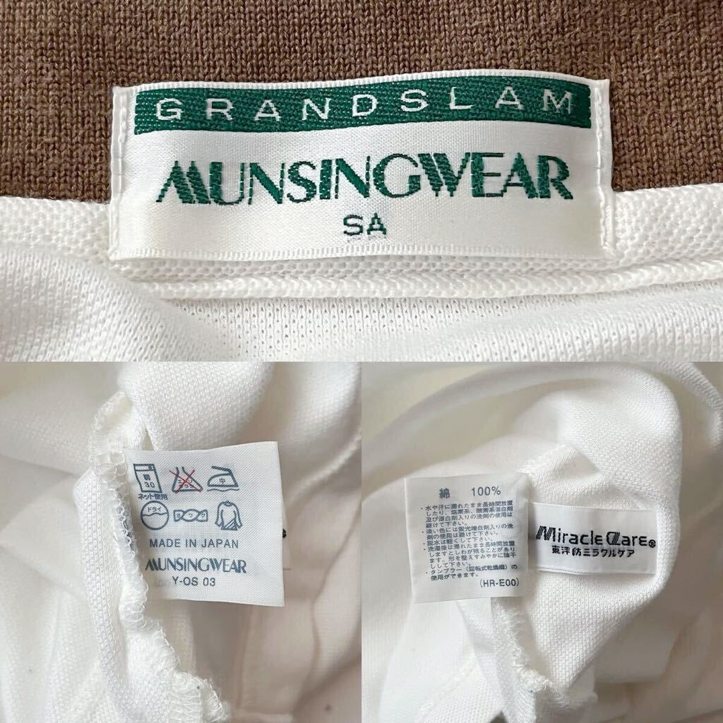 マンシングウェア Munsingwear ポロシャツ SA ホワイト ブラウン 半袖 鹿の子 シャツ _画像8