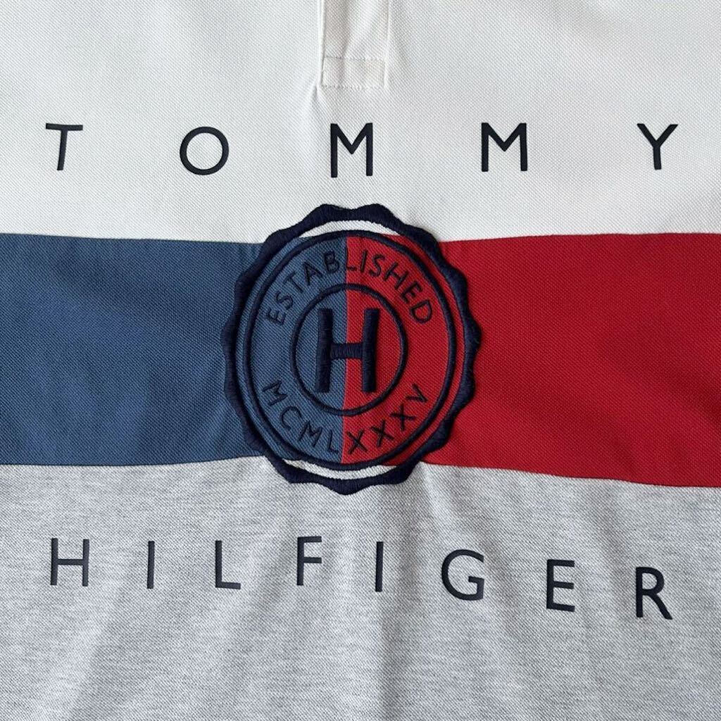 トミー ヒルフィガー TOMMY HILFIGER マルチカラー ポロシャツ XL 半袖 ビッグロゴ 刺繍 シャツ _画像4
