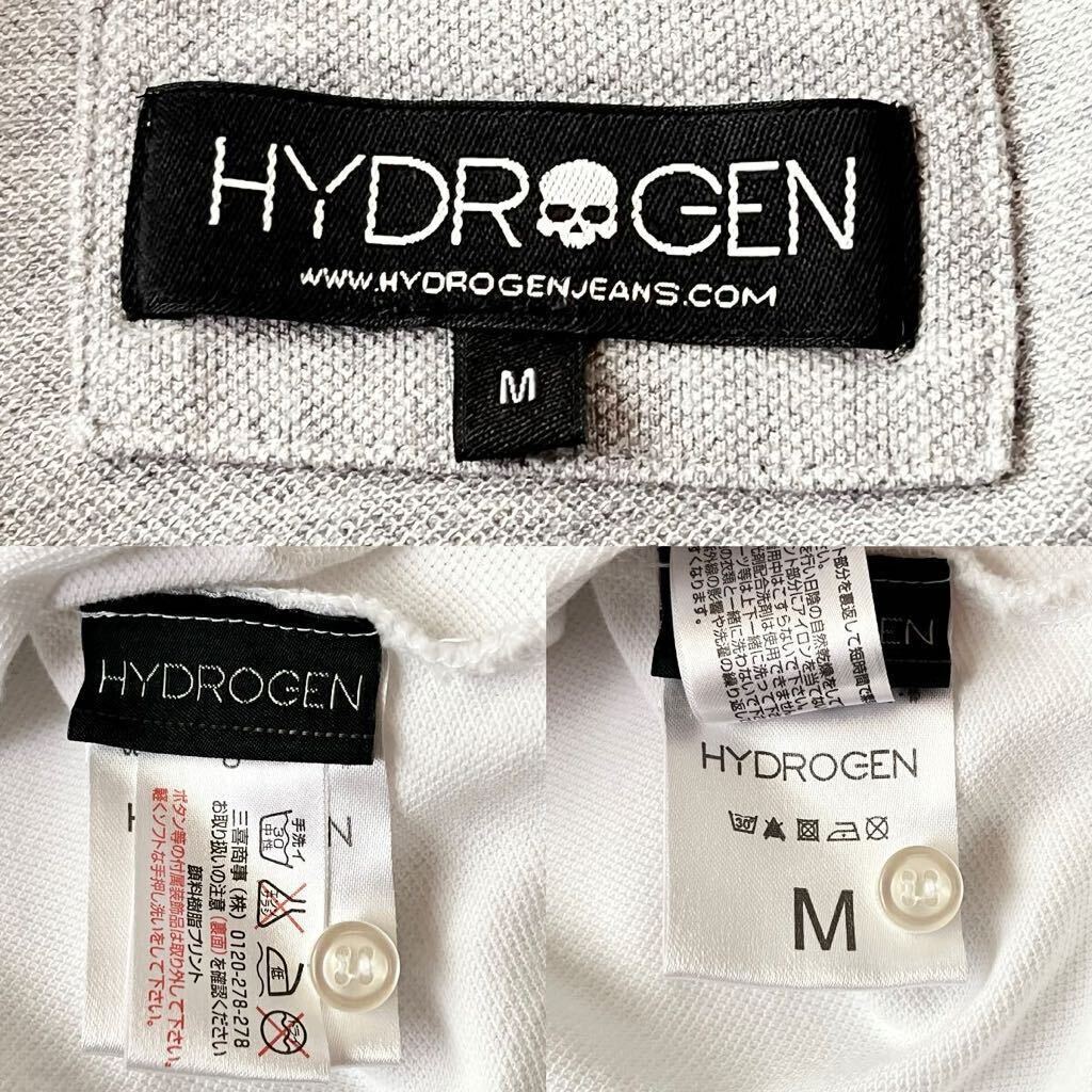 ハイロドゲン HYDROGEN ポロシャツ M グレー ホワイト ブラック ダメージ加工 半袖 シャツ_画像10