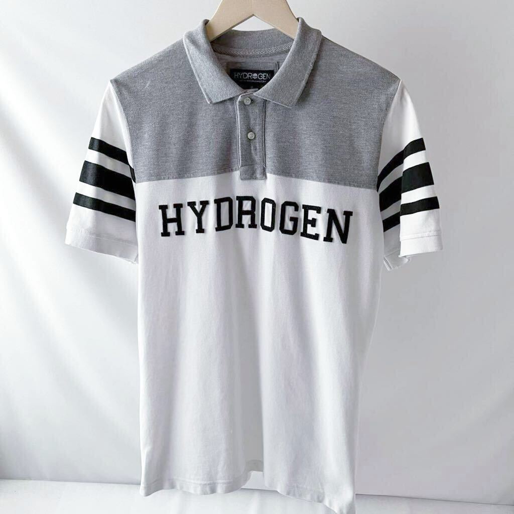  high rodogenHYDROGEN polo-shirt M gray white black damage processing short sleeves shirt 