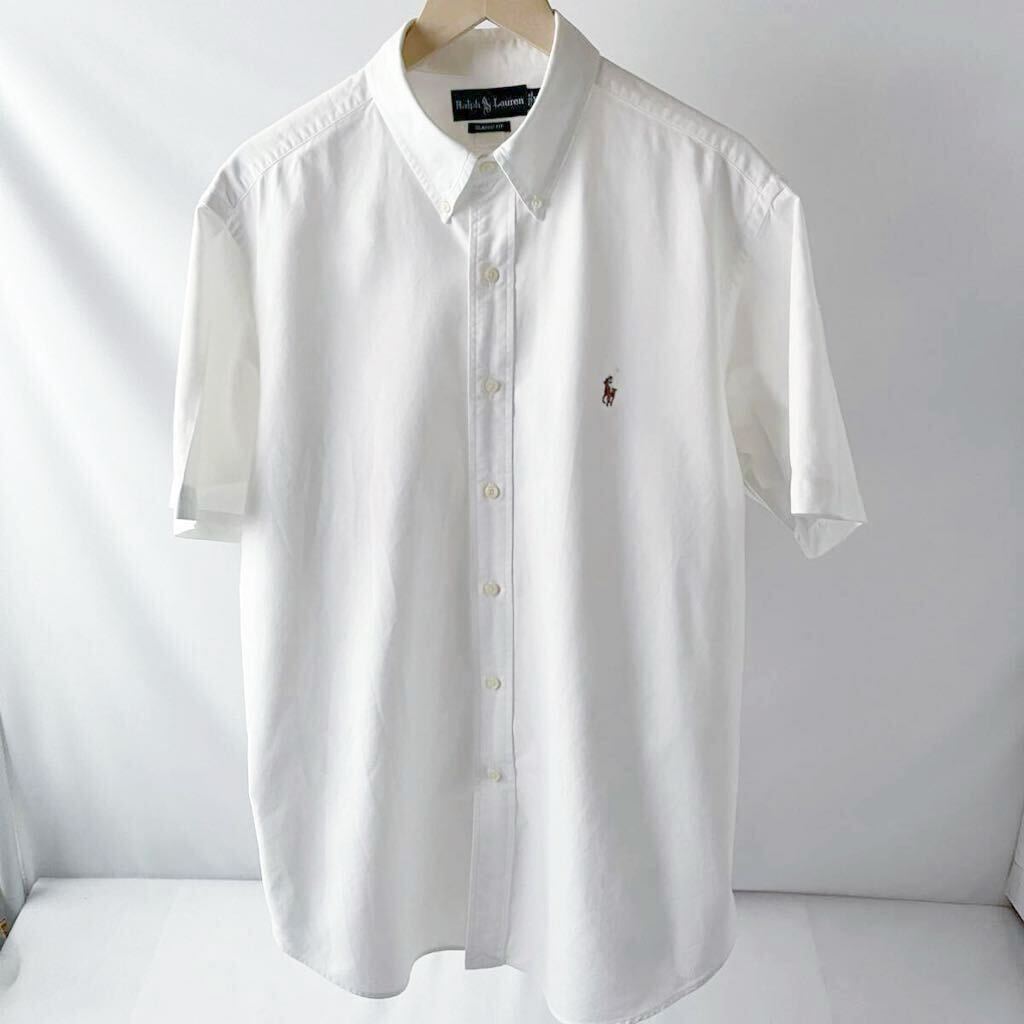 (美品) ラルフローレン RALPH LAUREN ボタンダウン オックスフォード 半袖シャツ XL オフ ホワイト オーバーサイズ CLASSIC FIT 白 シャツ_画像3