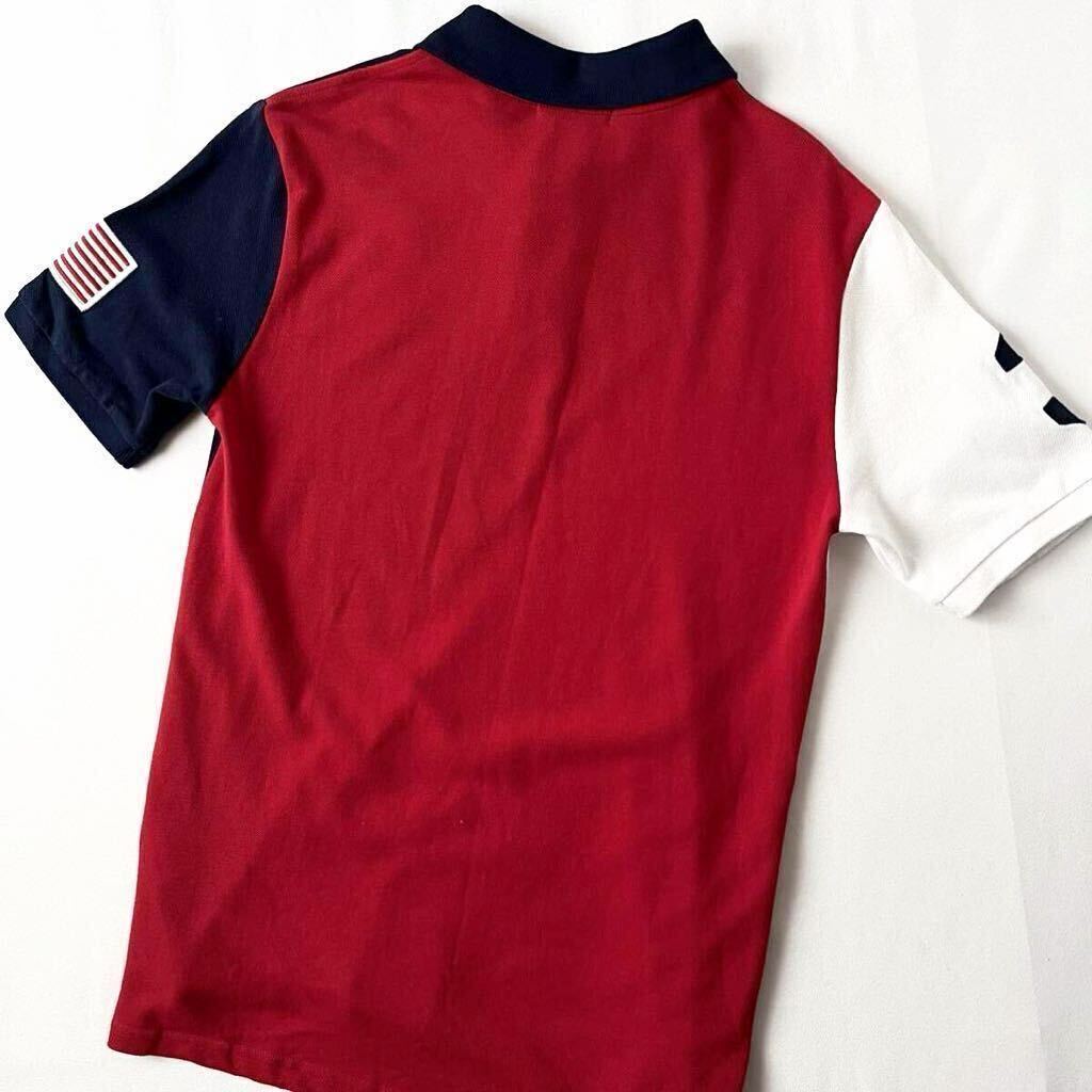 ラルフローレン RALPH LAUREN ビッグポニー ポロシャツ L 14-16 (日本M) ホワイト ネイビー レッド ビックポニー 半袖シャツ _画像3