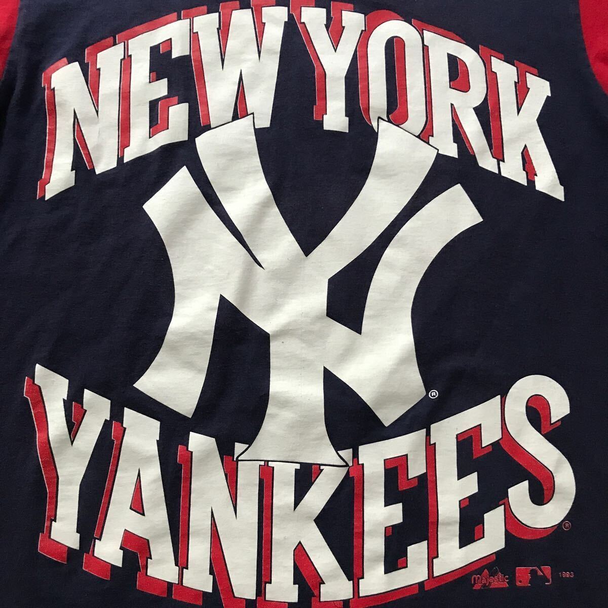 90s USA製 majestic マジェスティック MLB NY YANKEES ニュヨーク ヤンキース 2トーン Tシャツ (L) ビンテージ メジャーリーグ 野球 90年代_画像7