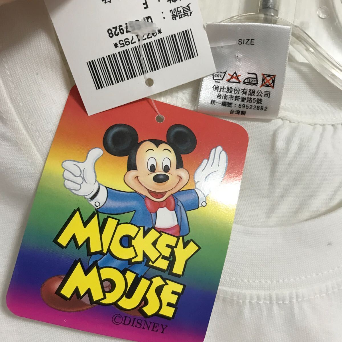 90's デッドストック MICKEY MOUSE ミッキーマウス 腕時計 ウォッチ柄 半袖 Tシャツ M-L 白 台湾製 オールド ビンテージ 90年代 ディズニーの画像5
