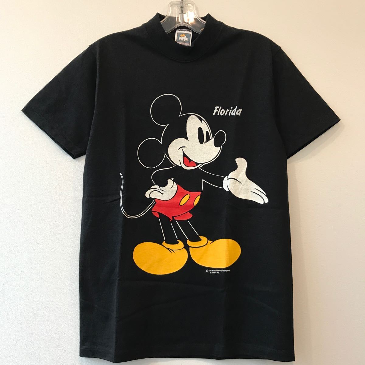 90's USA製 デッドストック DISNEY MICKEY MOUSE ミッキーマウス 両面プリント モックネック Tシャツ (S) COTTON DELUXE anvil ビンテージの画像1