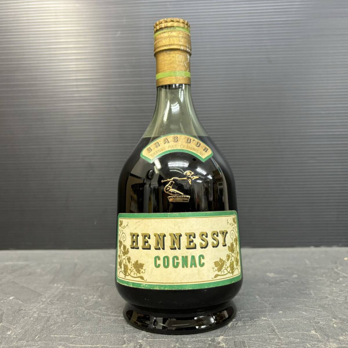 超貴重 未開栓 古酒 最初期 ビンテージ ヘネシー OLD HENNESSY BRAS D\'OR ブラスドール グリーンボトル ゴールドキャップ COCNAC BRANDY 
