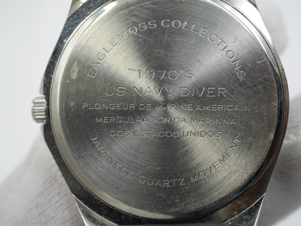  used battery replaced * Eagle Moss collection z*1970\'S US NAVY DIVER* men's quarts wristwatch 