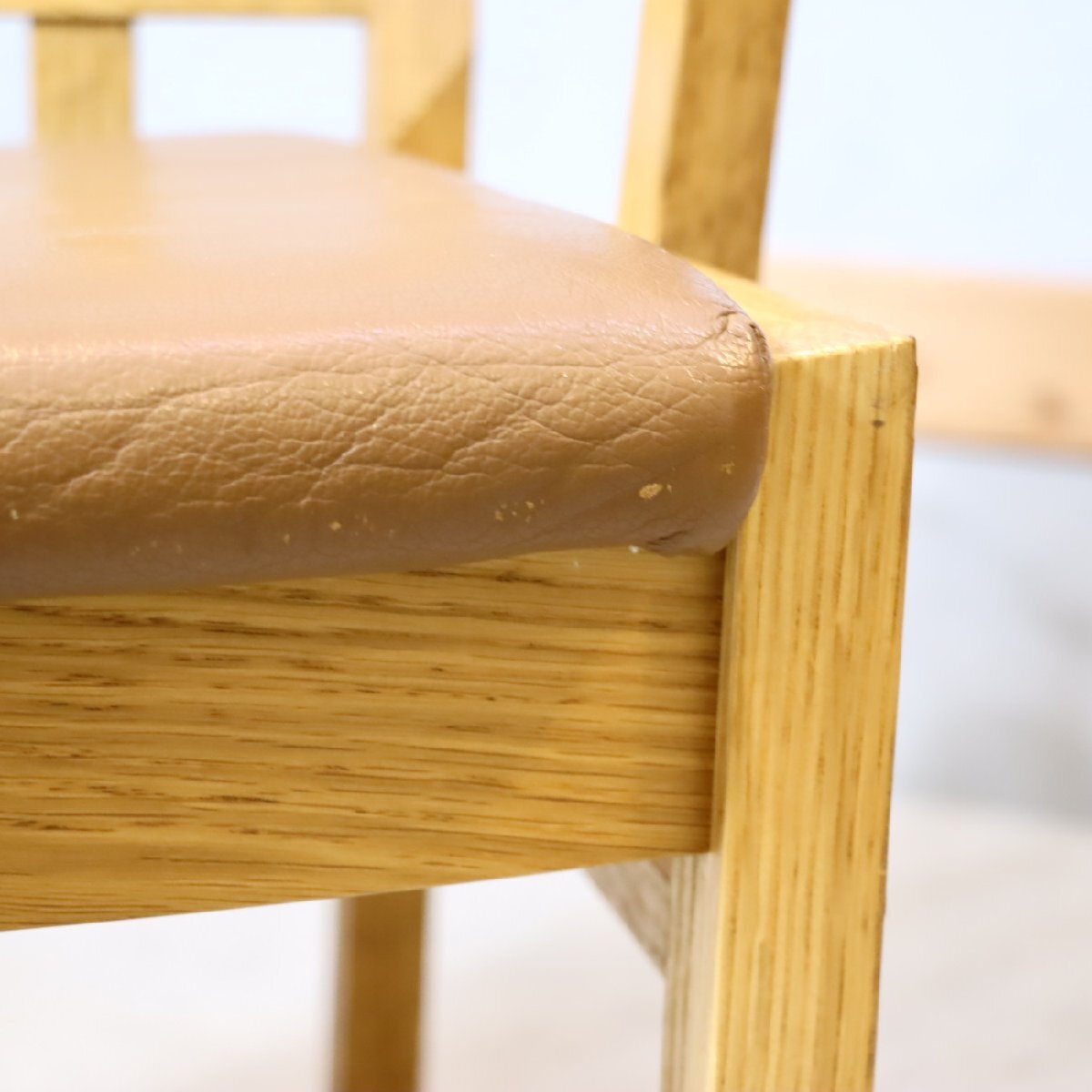 北欧スタイル ダイニングチェア オーク無垢材 木製椅子 アームチェア 格子 サイドチェア シンプル ナチュラル カフェ風 和モダン ED538_画像5