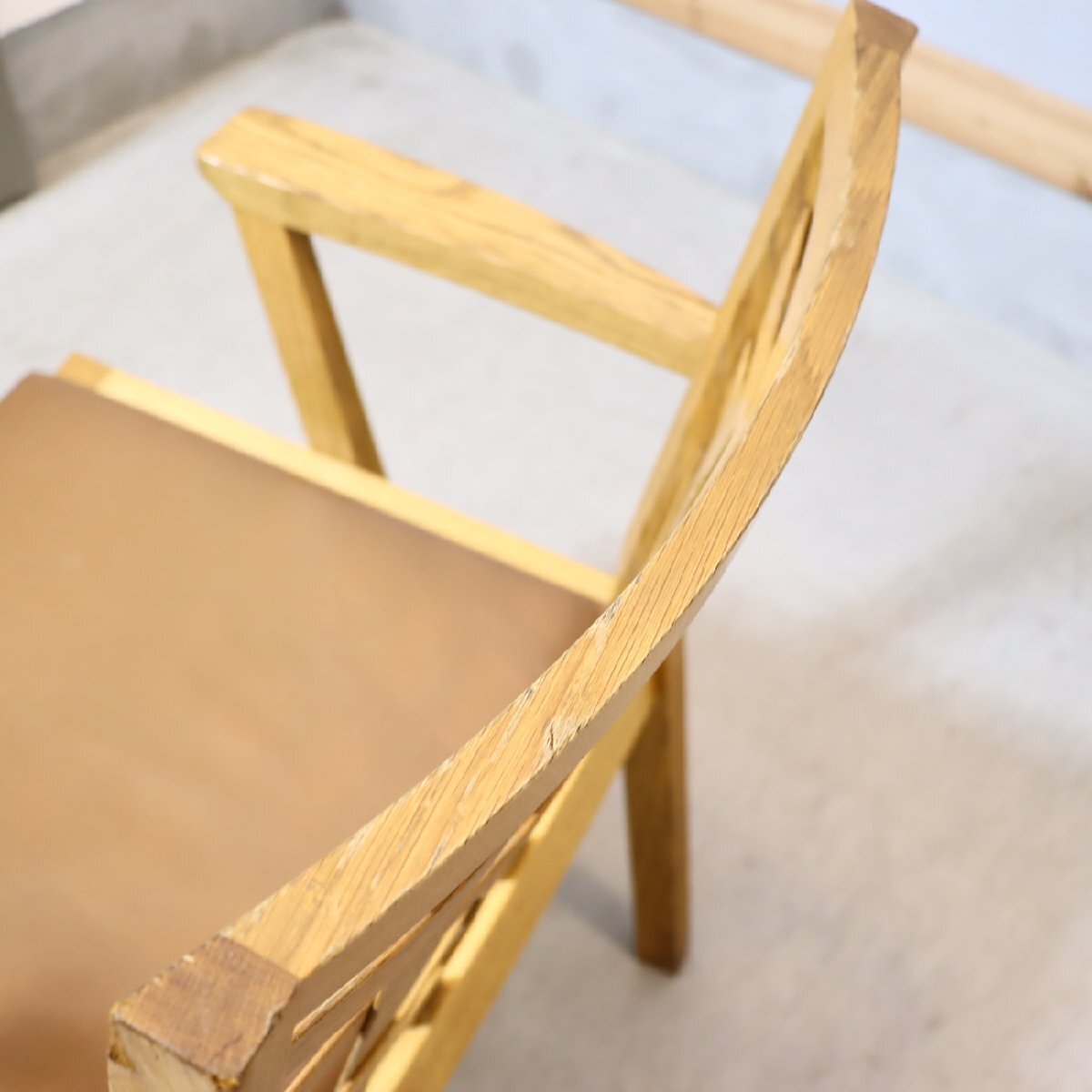 北欧スタイル ダイニングチェア オーク無垢材 木製椅子 アームチェア 格子 サイドチェア シンプル ナチュラル カフェ風 和モダン ED538_画像7