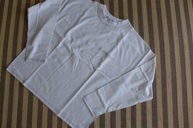 新品 送料無料 即決 Skkone Vintage 長袖 Tシャツ 配色ステッチ ポケット付き ロングTシャツ ホワイト サイズM_画像1