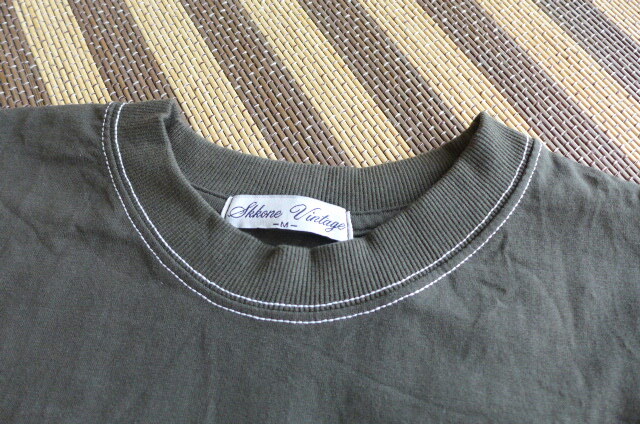 新品 送料無料 即決 Skkone Vintage 長袖 Tシャツ 配色ステッチ ポケット付き ロングTシャツ カーキ サイズM_画像2
