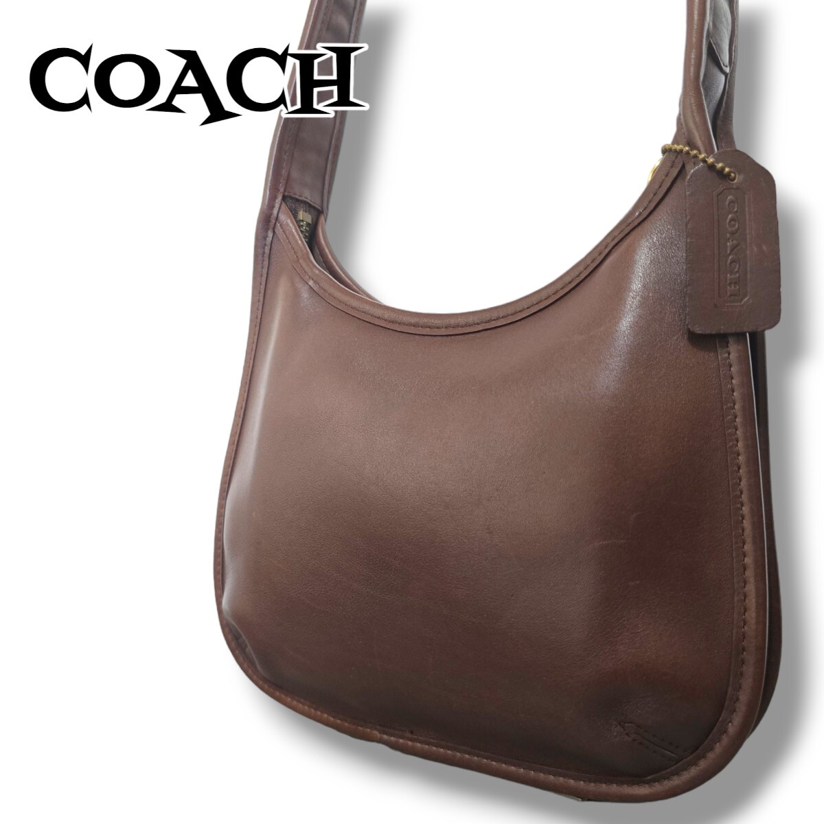 美品 COACH コーチ オールドコーチ エルゴ ショルダーバッグ ダークブラウン 9020 ワンショルダー ヴィンテージ グラブタンレザー_画像1