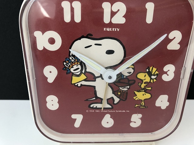 JUNK品 1980s Equity スヌーピー 目覚まし時計 時計 クロック PEANUTS ヴィンテージ USA [pe-764]_画像2