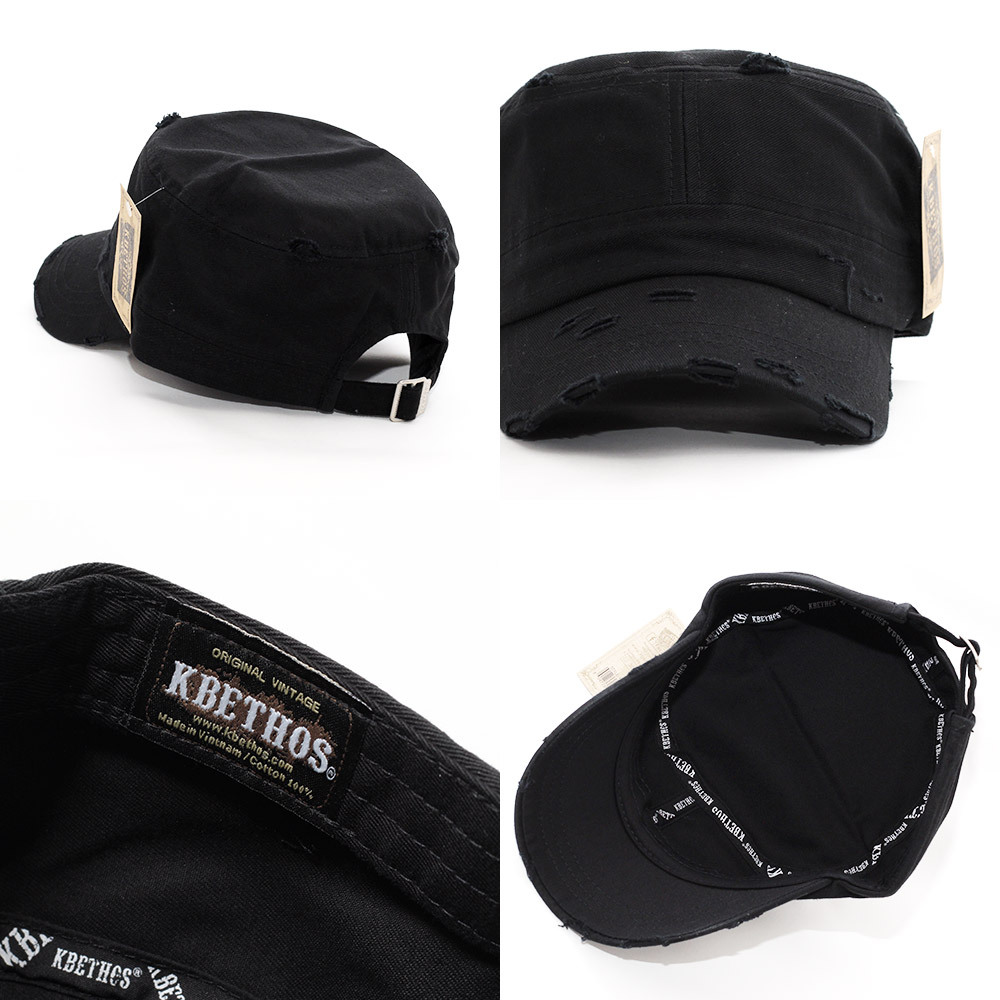 ワークキャップ 帽子 メンズ ケービーエトス KB ETHOS Distressed Solid ブラック 正規品 KBK-1466-BLK アメリカ NYC USA