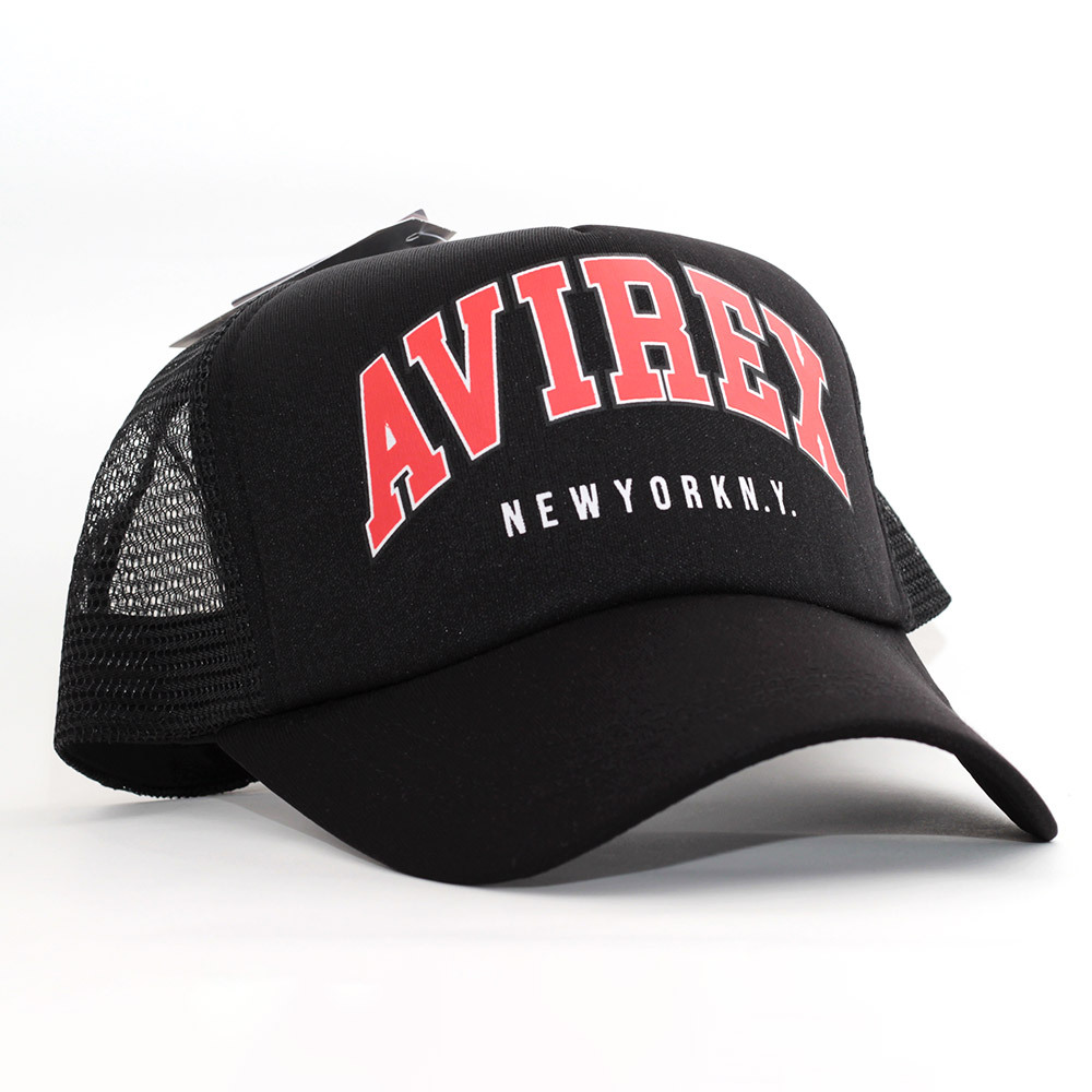 メッシュキャップ 帽子 メンズ AVIREX Printed Urethane アヴィレックス ブラック 18416000-60 アビレックス ミリタリー USA_60/RED