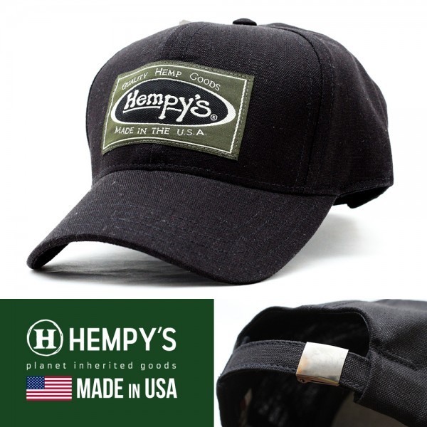 ローキャップ 帽子 メンズ レディース ヘンピーズ Hemp Vintage Baseball Cap ブラック VBCK アメリカ生産 USA ブランド