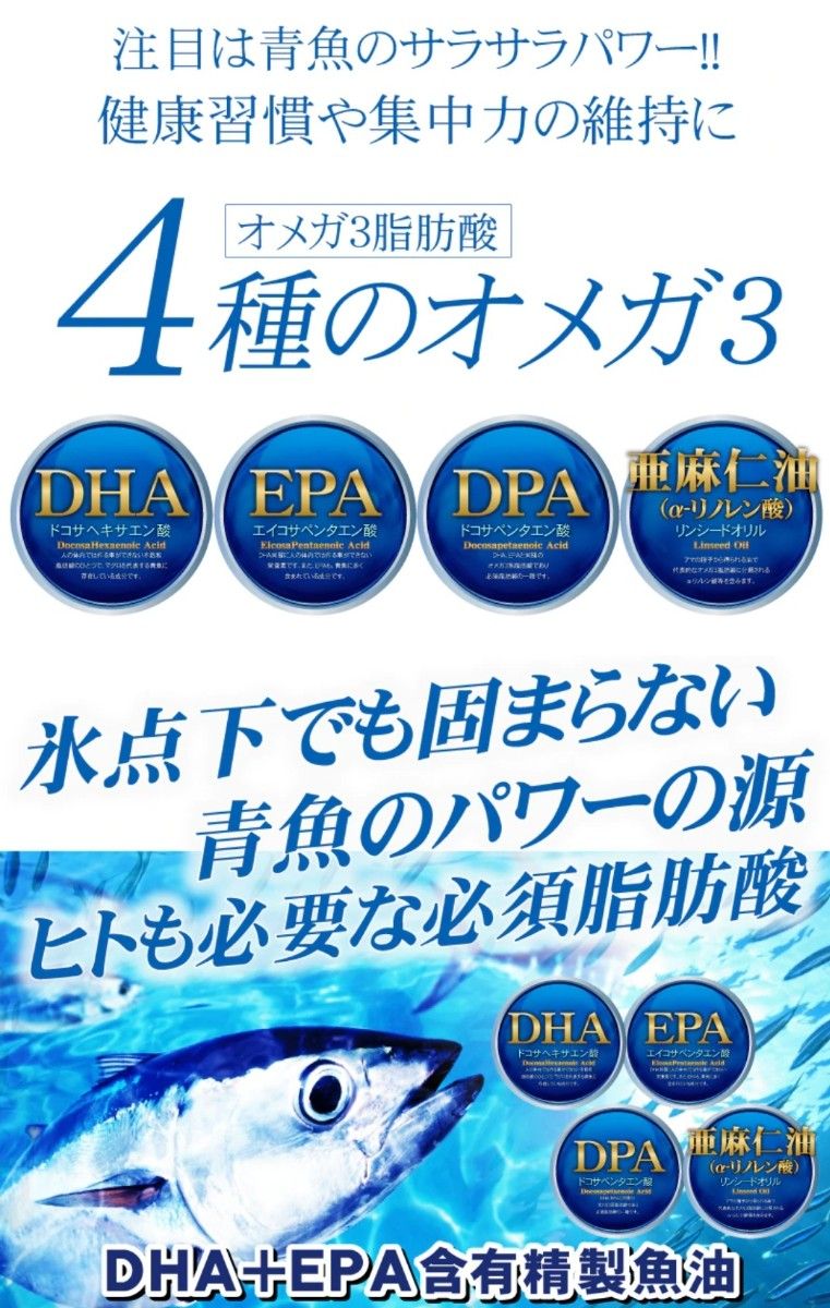 オメガ3 DHA EPA DPA α-リノレン酸 えごま油 亜麻仁油　6ヶ月分×2袋 (12ヶ月分)