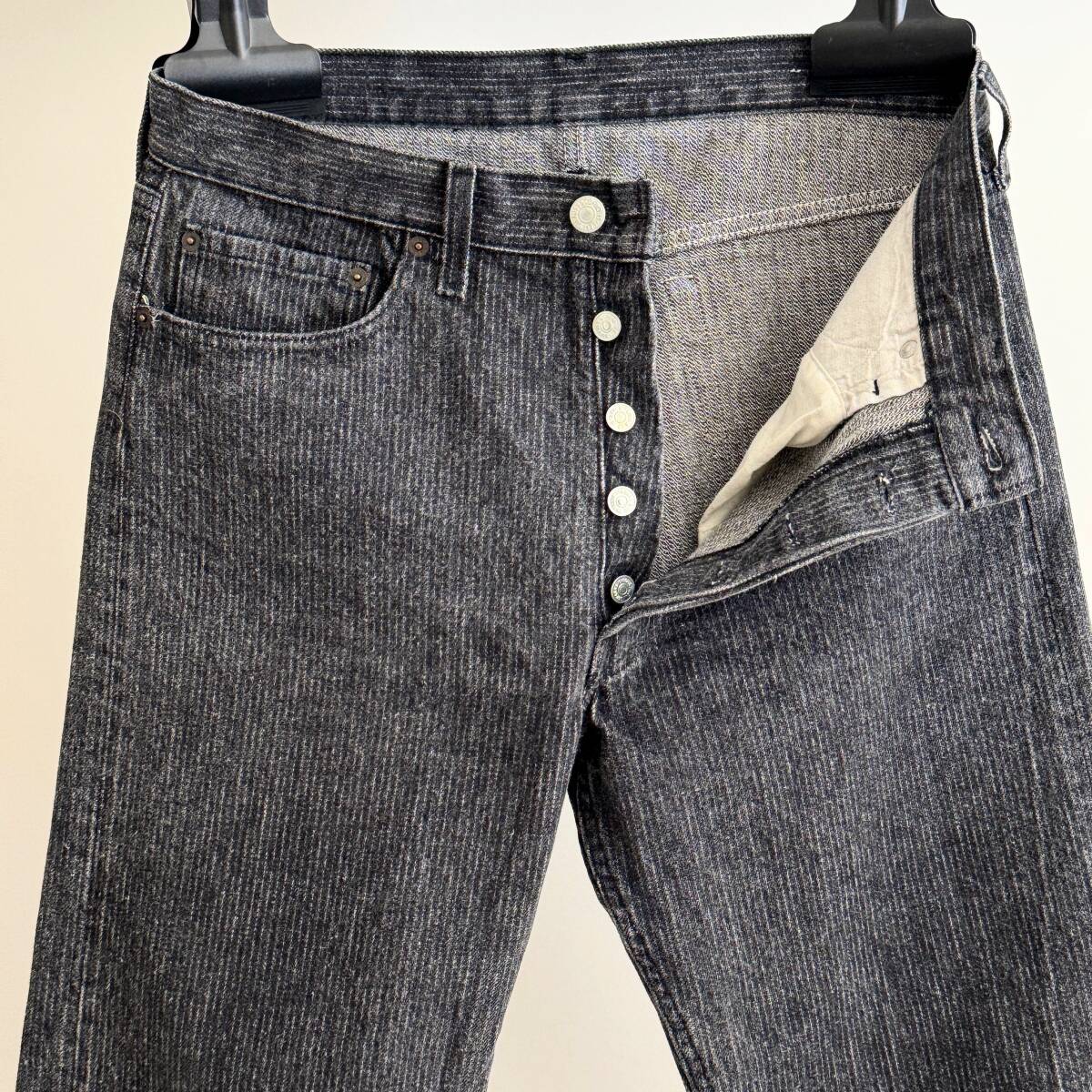 希少 《 Rare / Mint Condition / W33 》80s 極上品【 最初期 Levis 501-0619 先染め ブラック ストライプ デニム ビンテージ 】 _画像1