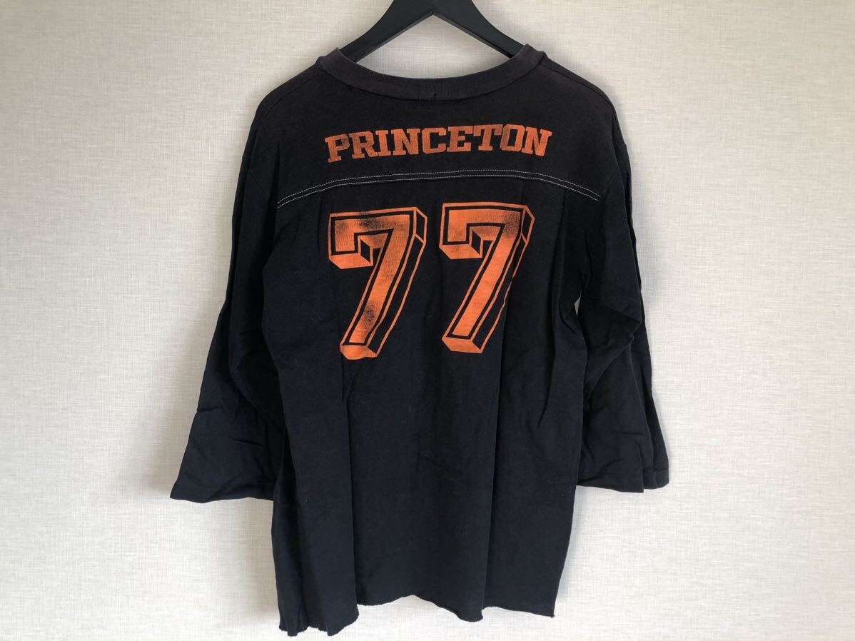 ビンテージ 7分袖 ロンT 長袖 Tシャツ サイズL ブラック アメリカ 古着 77 Princeton_画像4