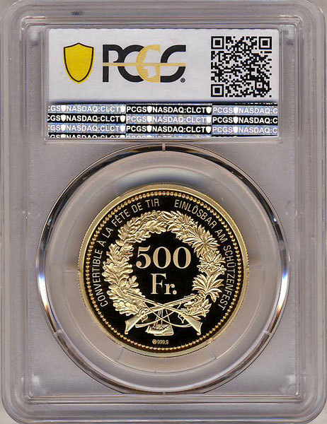 ●スイス 2019 PCGS PR70DC 現代射撃祭 アッペンツェル 500フラン金貨★_画像2