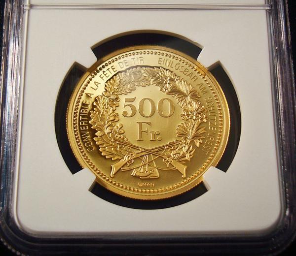 ●スイス 2017 NGC PF70UC 現代射撃祭 グラールス 500フラン金貨★_画像2