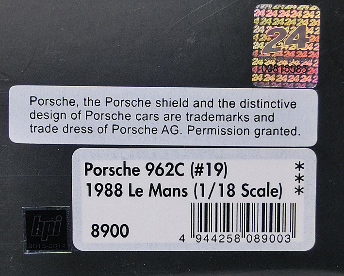 1/18スケール　ポルシェ962C（No.19）1988ル・マン24時間レース　*hpi racing製　*品番8900　　*02_画像10