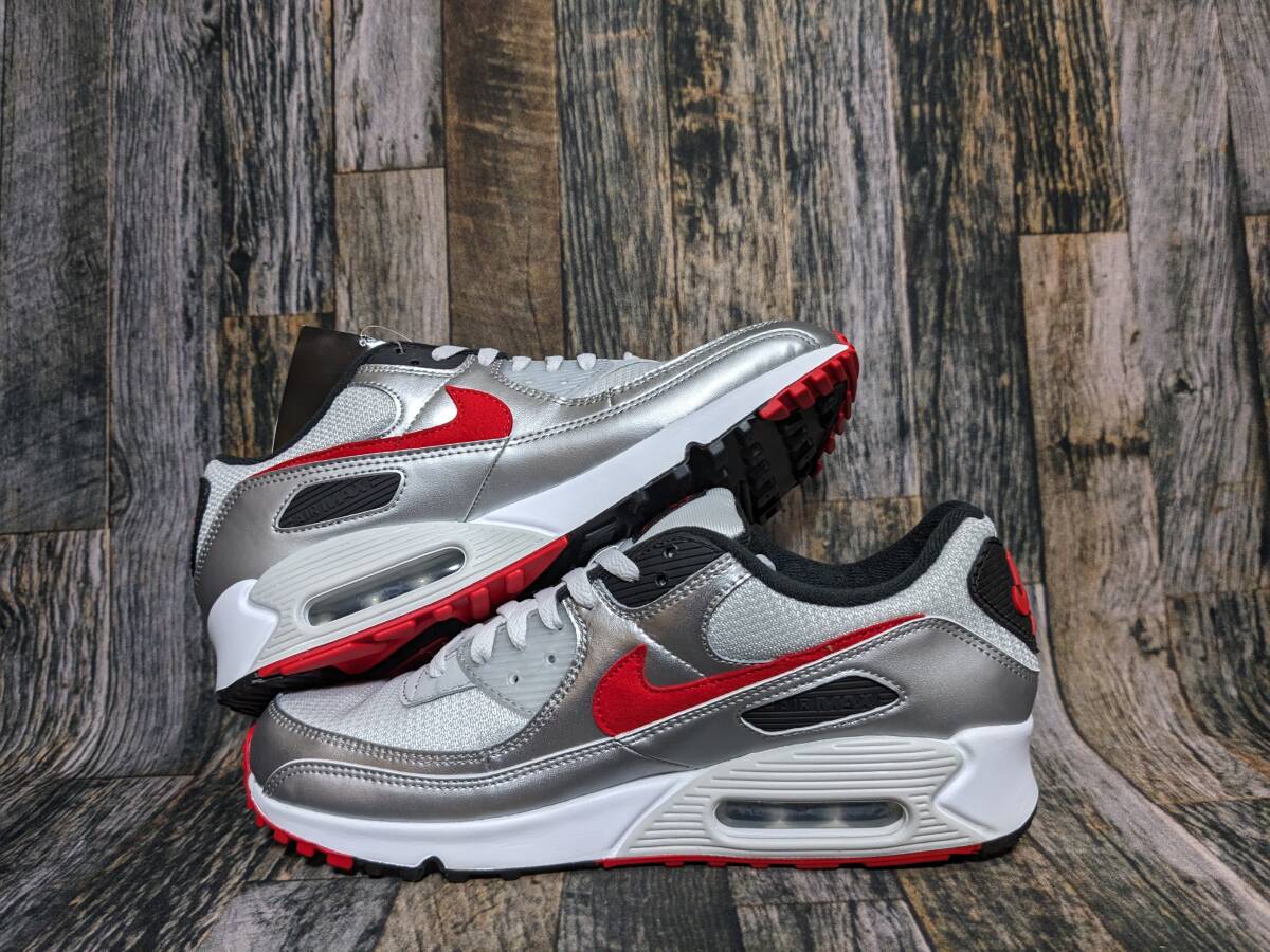 最後 27.0cm/US9 NIKE AIR MAX 90 検 DX4233-001 ナイキ エアマックス90 フォトンダスト/ユニバーシティレッド シルバー/銀/赤_画像9