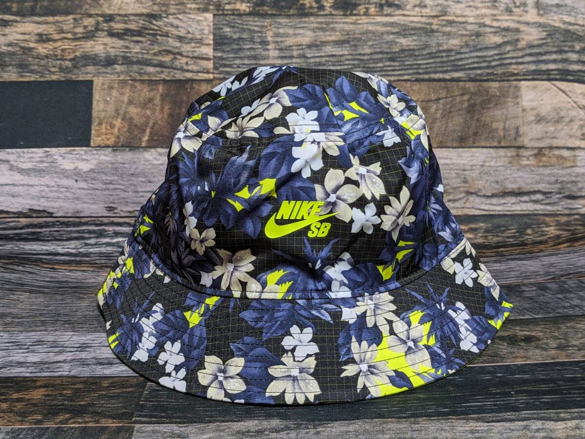 最後 M/L NIKE SB ボタニカル バケットハット 55-57cm 検 アウトドア キャンプ フェス サファリ 花柄 フローラル バケハ 帽子 ブラック/黒_画像2