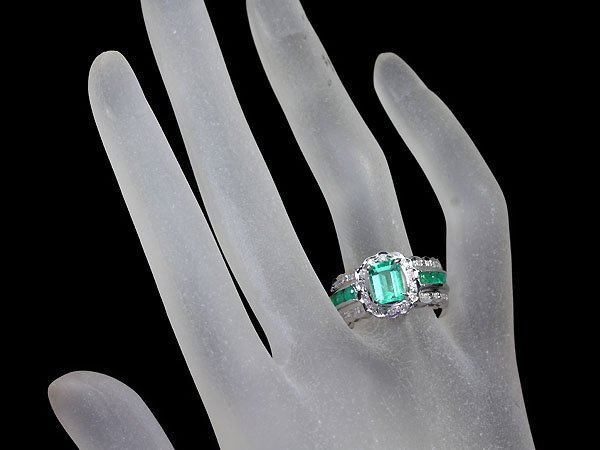 GL11666T【1円～】新品【RK宝石】≪Emerald≫ 極上エメラルド 大粒1.33ct 極上脇石エメラルド 極上ダイヤモンド Pt900 高級リング ダイヤの画像4