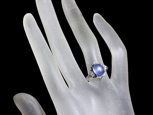 OU11659T【1円～】新品【RK宝石】≪Star Sapphire≫ 上質非加熱スターサファイア 大粒4.36ct 極上ダイヤモンド Pt900 高級リング ダイヤの画像6