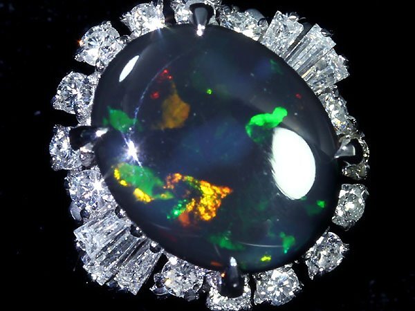 GL11727SS【1円～】新品【RK宝石】≪opal≫ 極上ブラックオパール 大粒2.87ct!! 極上ダイヤモンド 総計0.61ct Pt900 高級リング ダイヤの画像4