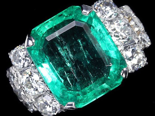 IUK11465T[1 jpy ~] new goods [RK gem ] super rare Colombia production VIVID GREEN Minor finest quality emerald extra-large 3.4ct finest quality diamond Pt900 super high class ring 