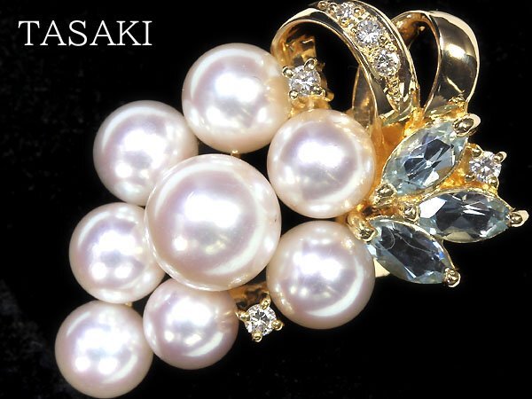 MM11717SS【1円～】新品仕上【RK宝石】TASAKI タサキ アコヤ真珠 ベビーパール 極上ブルートパーズ 極上ダイヤモンド K18 高級リング_画像1