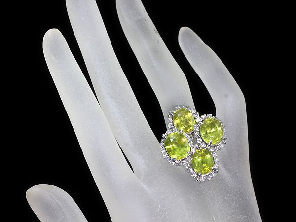 IKM11687SS【1円～】新品【RK宝石】《Sphene》極上スフェーン 大粒 4石 総計13.51ct!! 極上ダイヤモンド 1.16ct Pt900 超高級リング ダイヤ_画像6