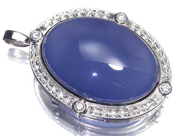 RI11487T[1 иен ~] новый товар [RK драгоценнный камень ] первоклассный голубой karu Ced колено очень большой 53.79ct!! первоклассный бриллиант 0.55ct Pt900 высококлассный подвеска head брошь 