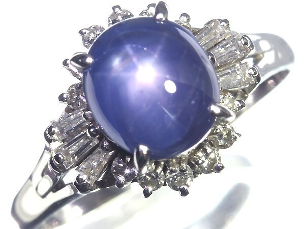 OV11658T[1 jpy ~] new goods [RK gem ]{Star Sapphire} fine quality non heating Star sapphire large grain 3.77ct!! finest quality diamond Pt900 high class ring diamond 