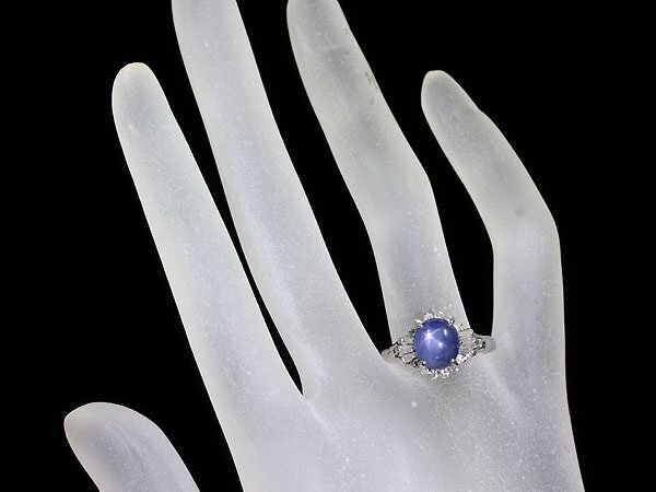OV11658T[1 jpy ~] new goods [RK gem ]{Star Sapphire} fine quality non heating Star sapphire large grain 3.77ct!! finest quality diamond Pt900 high class ring diamond 
