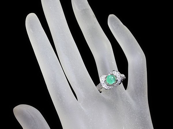 UM11787SS[1 jpy ~] new goods [RK gem ]{Emerald} rare gem finest quality emerald cat's-eye large grain 0.93ct finest quality diamond Pt900 high class ring diamond 