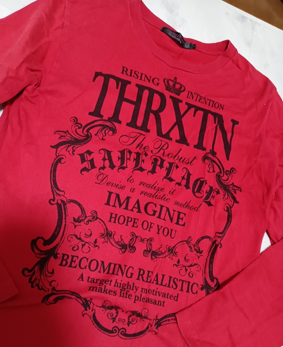 THRUXTON 赤　レッド　長袖Ｔシャツ　ロンＴ Lサイズ　トップス カットソー_画像2