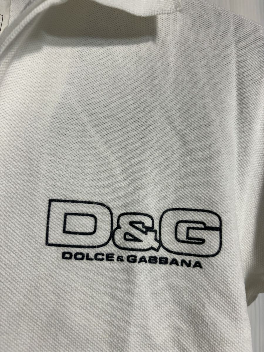 D&G DOLCE & GABBANA Dolce and Gabbana tent gram tag white te Caro go large half Zip polo-shirt with short sleeves white XS