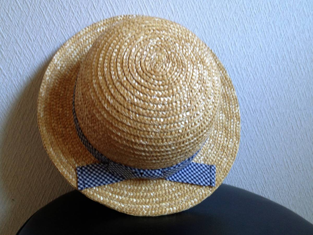 *HusHusH HusHush * silver chewing gum check. ribbon . pretty natural . straw hat *48cm*8497