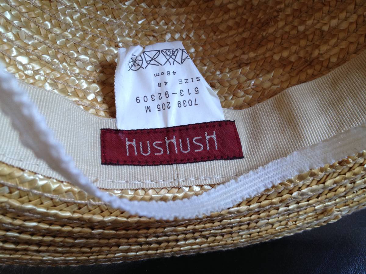 *HusHusH HusHush * silver chewing gum check. ribbon . pretty natural . straw hat *48cm*8497