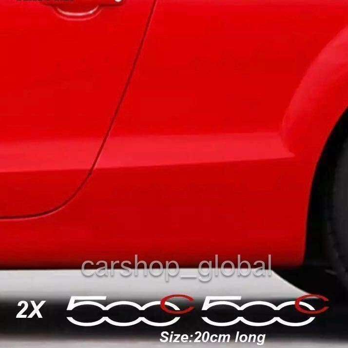フィアット FIAT Panda Abarth アバルト ABARTH 500Cロゴ サイド ステッカー デカール 2枚 カラー2色有り ブラック/ホワイト チンク_画像2