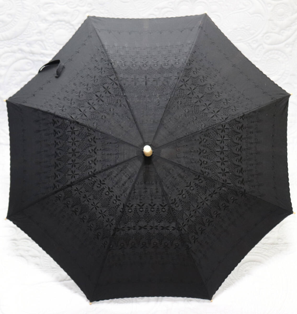 新品【長傘 日傘】高級1点物 ブラック黒地に傘全体豪華お花 新品【長傘 日傘】高級1点物 ブラック黒地に傘全体豪華お花