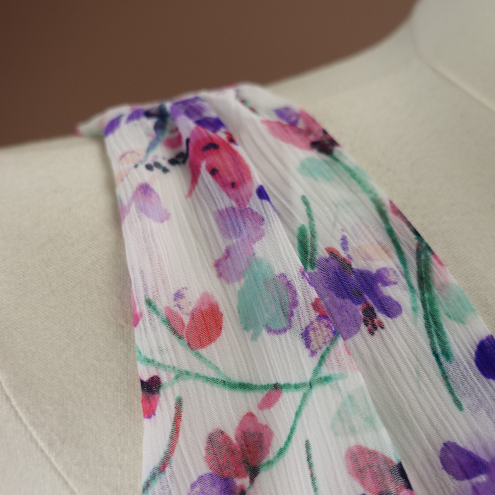 新品 DKNY 14/19号 ダナキャラン 白 ピンク 紫 花柄 シフォン ワンピース パーティドレス 大きいサイズ 結婚式二次会 フォーマル 凛39C0906_画像4