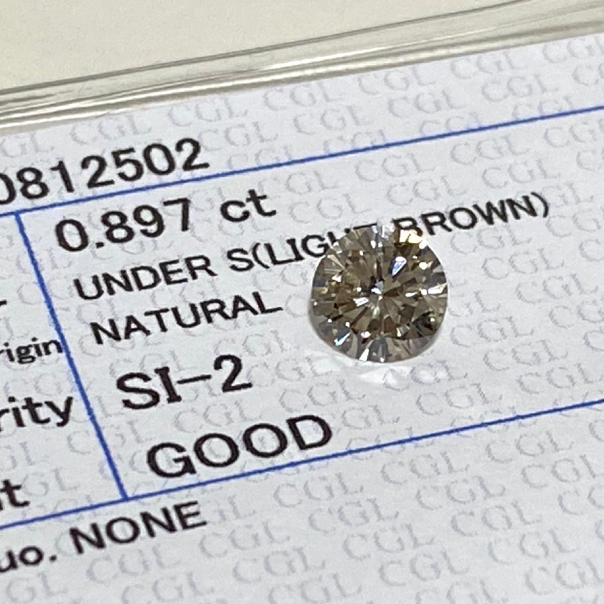 *[KJC] diamond loose 0.897ct UNDER S/LIGHT BROWN) color SI2 GOOD unset jewel centre gem research place so-ting attaching diamond 