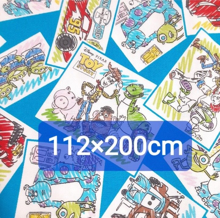 ディズニーキャラクター　オックス オックス生地 ／トイ ストーリー・ カーズ・ モンスターズインク／サイズ　112×200cm