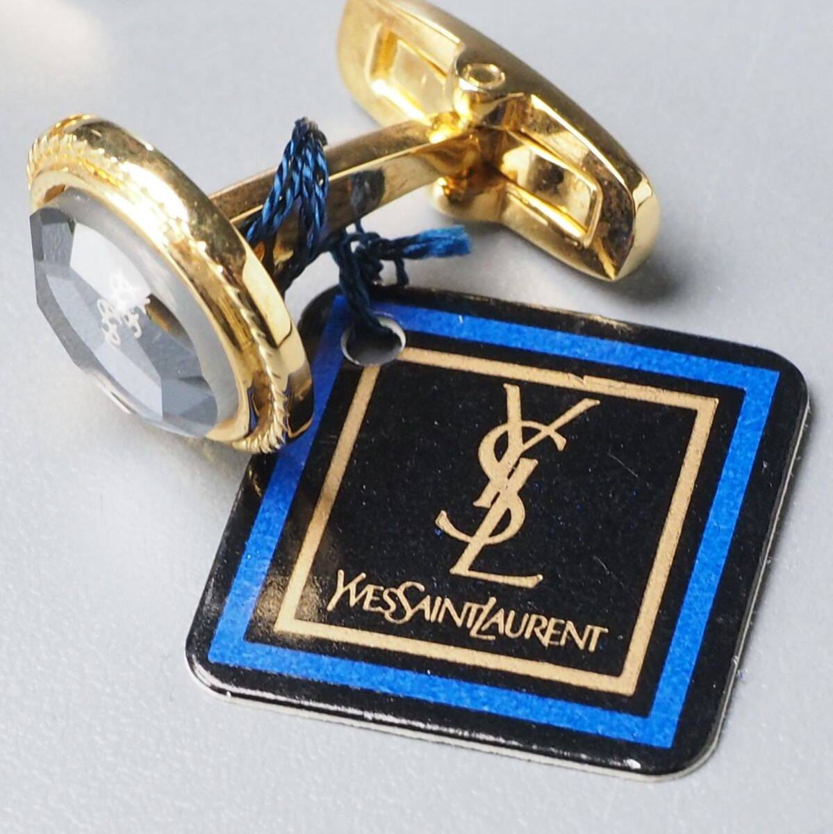 GP4101◎デッドストック YVES SAINT LAURENT イヴサンローラン YSL ロゴ カフスリンクス カフスボタン + タイタック ネクタイピン 2点SET_画像6