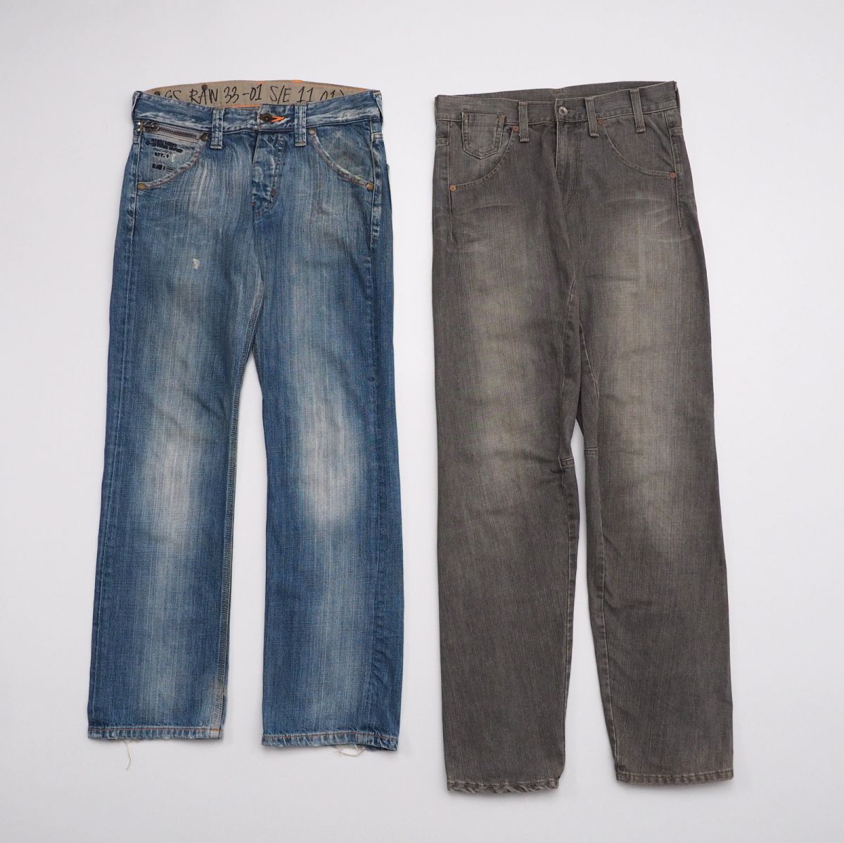 TH5194□ジースター ロゥ/G-Star RAW*2点セット*ダメージ加工*デニムパンツ/ジーンズ/ジーパン*ブルー系+ブラック系*メンズ*size30/32_画像1