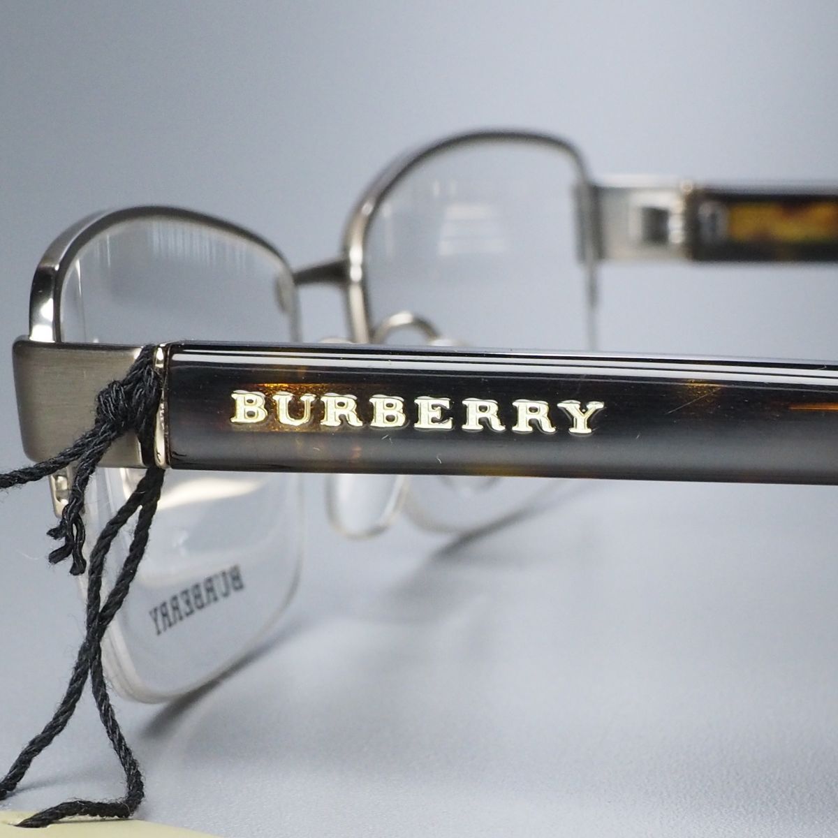 MF7220◎未使用 BURBERRY バーバリー スクエア ハーフリム ナイロール チタンフレーム 眼鏡 メガネ B1286TD サイズ55□17 140の画像5